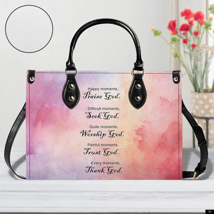 PREAUREUM "{split_values}" Personalized {collection_title} Leather Handbag