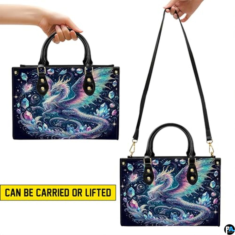 Personalized Dragon Leather Handbag, Fantasy Gothic Purse for Women, Mythical Shoulder Bag Gift for Dragon Lovers
