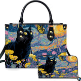 Black Cat Van Gogh Starry Night Swirling Sky Art Design
