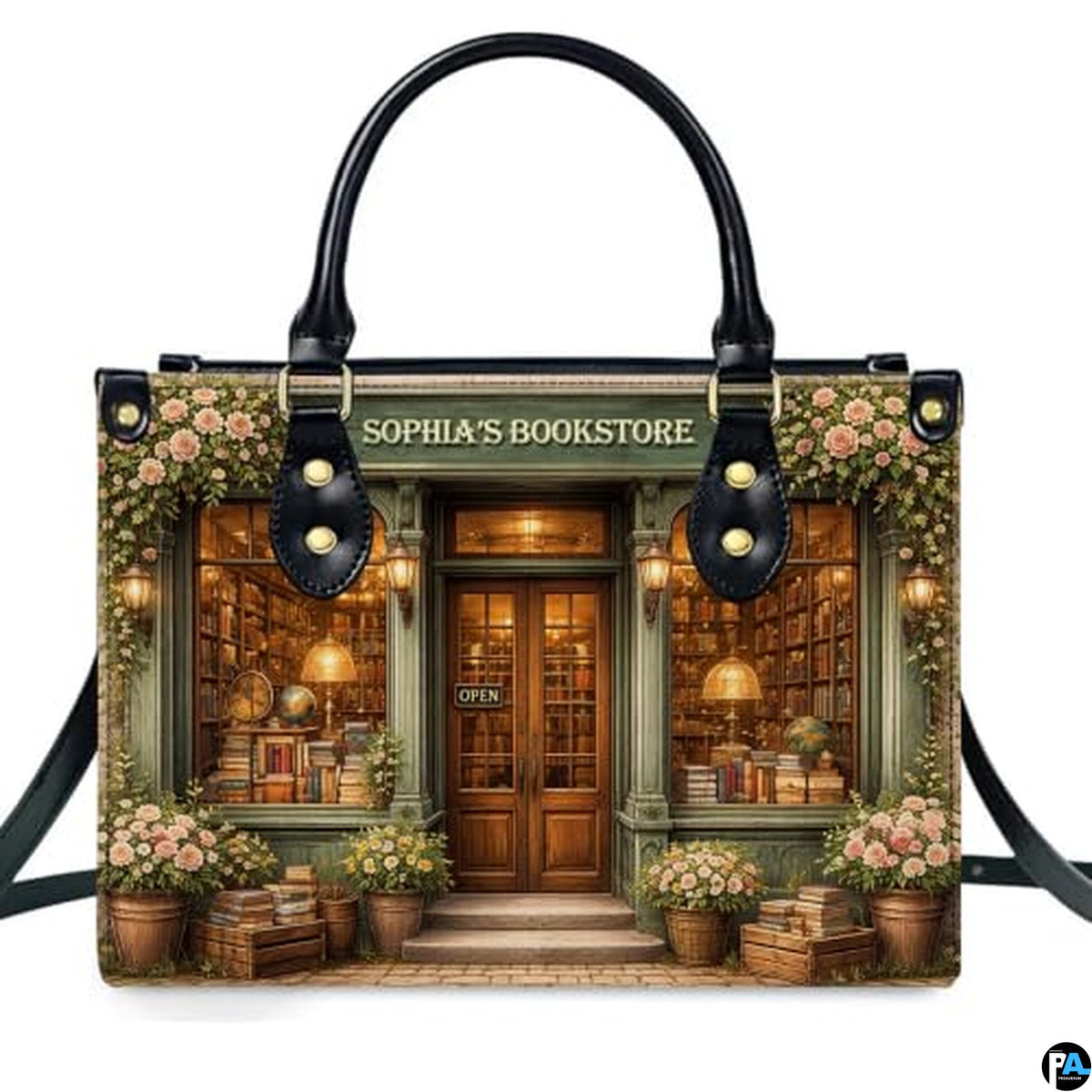 Personalized Book Lover Leather Handbag for Women, 3D Bookstore Library Tote Bag, Literary Gift for Readers, Bookworms