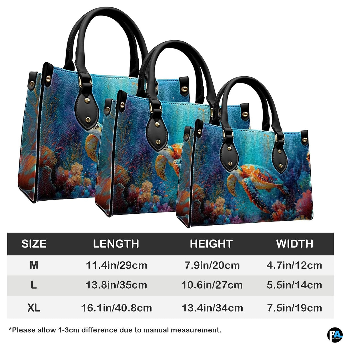 Handbag interior compartment arranged for organized everyday essentials.