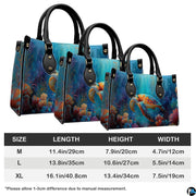 Handbag interior compartment arranged for organized everyday essentials.