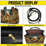 Interior view of open tote handbag showing spacious lining and compartments