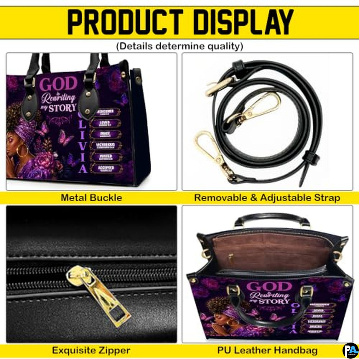 Personalized African American Leather Bag, African Purse, Gifts for Black Girl Women, Black History Handbags