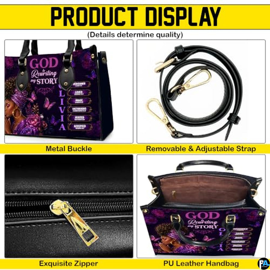 Personalized African American Leather Bag, African Purse, Gifts for Black Girl Women, Black History Handbags