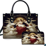 Custom Catholic Virgin Mary Leather Bag, Personalized Name Handbags and Purses for Christian Women Religious Bag Gifts