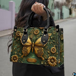 Personalized Butterfly Leather Handbag – Gothic Moon Bag with Adjustable Strap and Matching Witchcore Purse for Women
