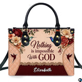 Hummingbird and Burgundy Rose Scripture Devotional Handbag