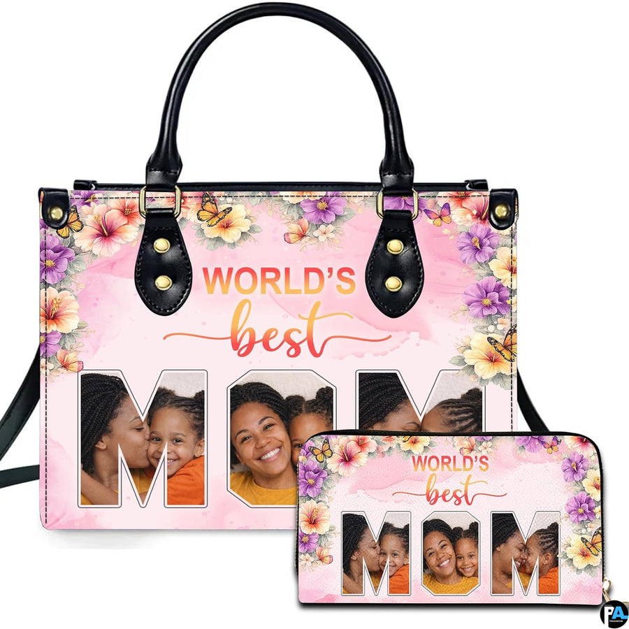 Personalized Leather Tote Bag and Purse for Mom Grandma, Custom Name Tote Bag, Birthday Gift for Mother, Grandma Gift Idea