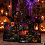 Personalized Witch Leather Bags, Halloween Purses For Women, Witch Art Bag, Spooky Halloween Purses, Holiday Gifts