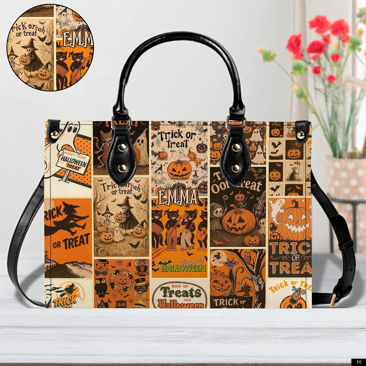 PREAUREUM "{split_values}" Personalized {collection_title} Leather Handbag