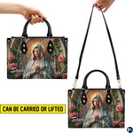 Complementary view of sculpted stone relief Madonna artwork across both accessories