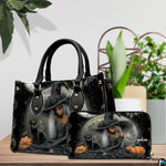 Personalized Halloween Leather Handbag – Custom Witch 3D Printing Effect Purses For Women – Spooky Gothic Shoulder Bag