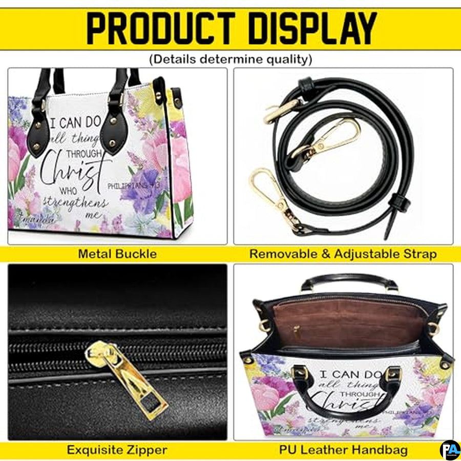 Personalized Flower Christian inspiration with floral elements Handbag