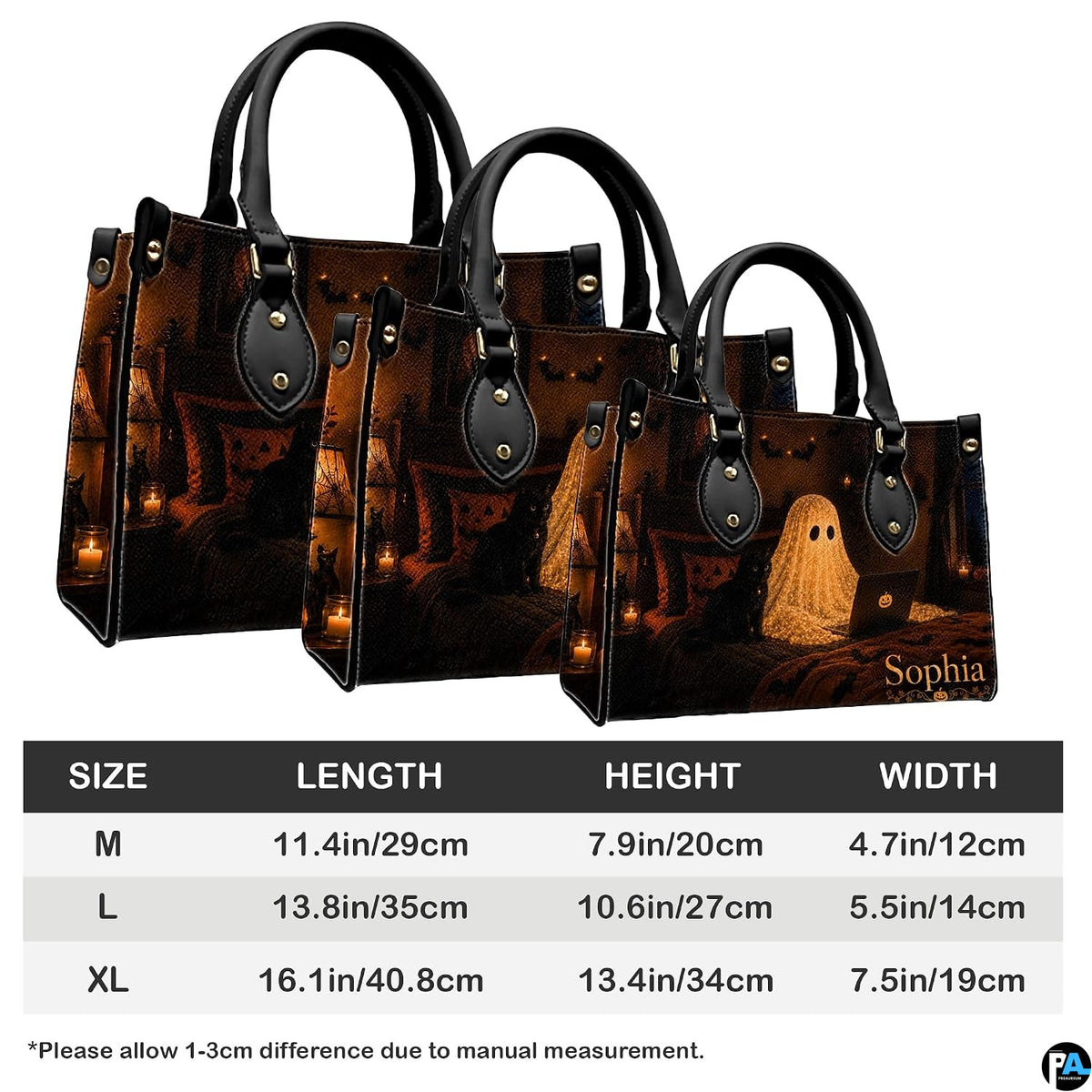 Graphic diagram displaying proportion layout of glowing ghost art item.