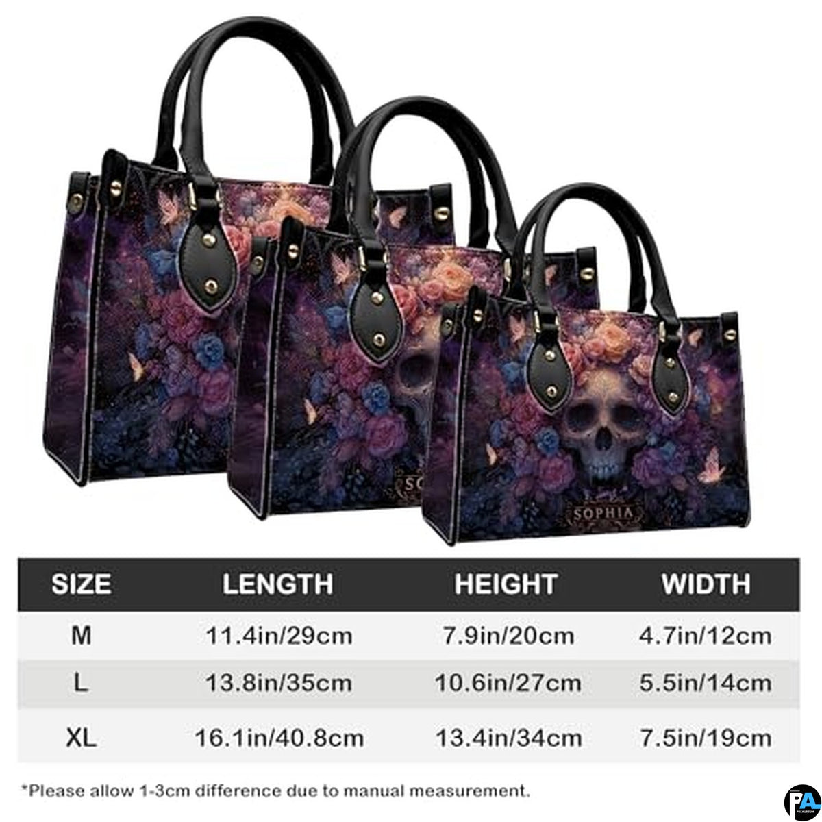 Personalized Halloween Leather Handbag – Custom Witch 3D Printing Effect Purses For Women – Spooky Gothic Shoulder Bag