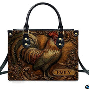 Personalized Animal Leather Handbag – Custom Name Flowers with 2D Print with 3D Effect – Gift for Gramma, Mom, Daughter