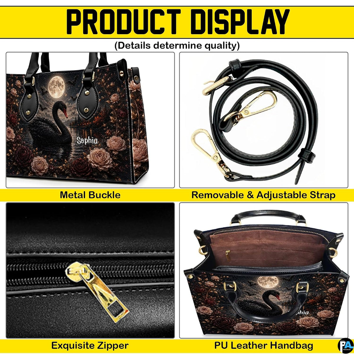 Outdoor lifestyle demonstration featuring the black swan art accessory held in daylight.