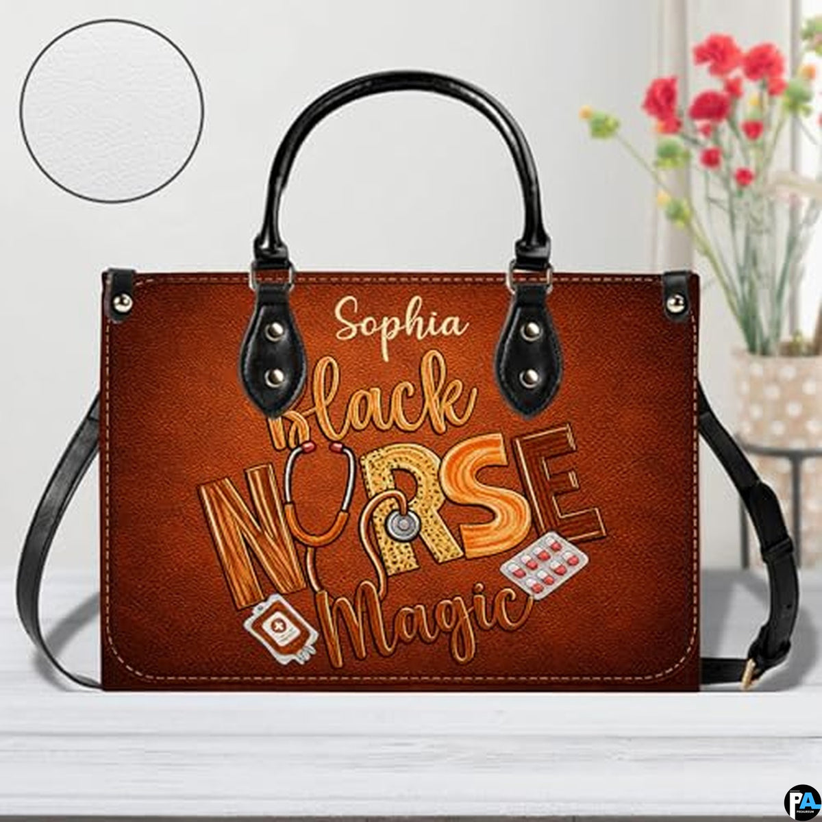 Personalized Nurse Leather Bag – Custom Medical Handbag & Purse Set with Name Gifts for Nursing Student Christmas Gift