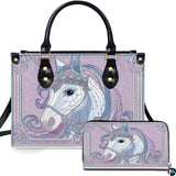 Ethereal Crowned Unicorn Handbag and Matching Wallet Set