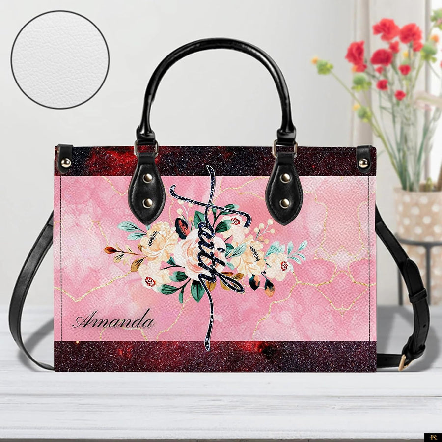PREAUREUM "{split_values}" Personalized {collection_title} Leather Handbag