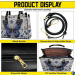 Detailed four-panel overview showing close-up aesthetic accents of floral butterfly handbag