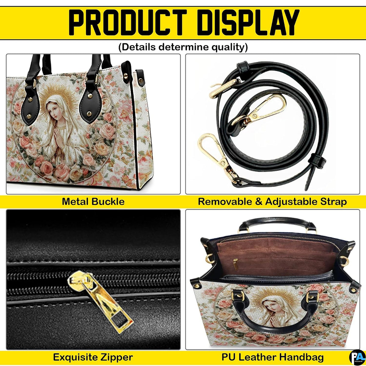 Product display overview showing top handles, zipper closure, and interior layout