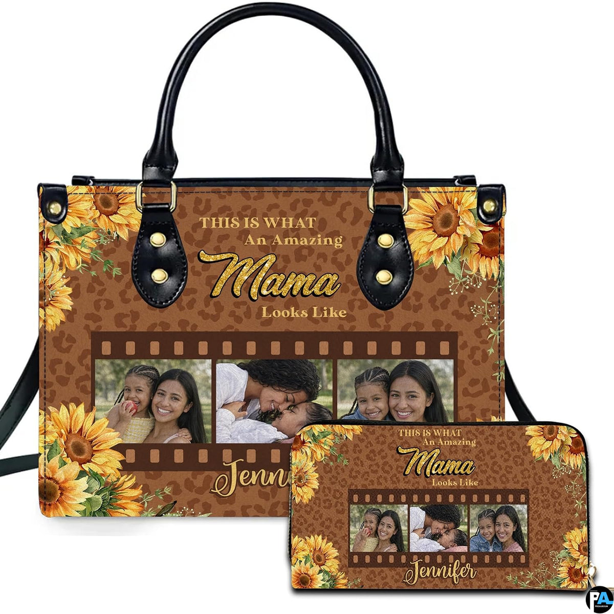 Personalized Leather Tote Bag and Purse for Mom Grandma, Custom Name Tote Bag, Birthday Gift for Mother, Grandma Gift Idea