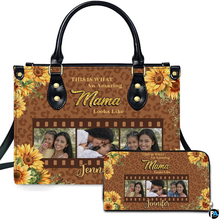 Personalized Leather Tote Bag and Purse for Mom Grandma, Custom Name Tote Bag, Birthday Gift for Mother, Grandma Gift Idea