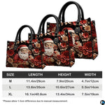 Interior compartment view of Christmas Santa handbag displaying inner lining and storage layout.