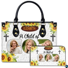 Personalized Woman religious, floral Leather Handbag