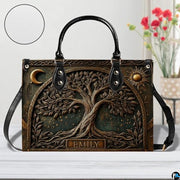 Personalized Animal Leather Handbag – Custom Name Flowers with 2D Print with 3D Effect – Gift for Gramma, Mom, Daughter