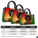 Three afro portrait handbag silhouettes on a comparison panel