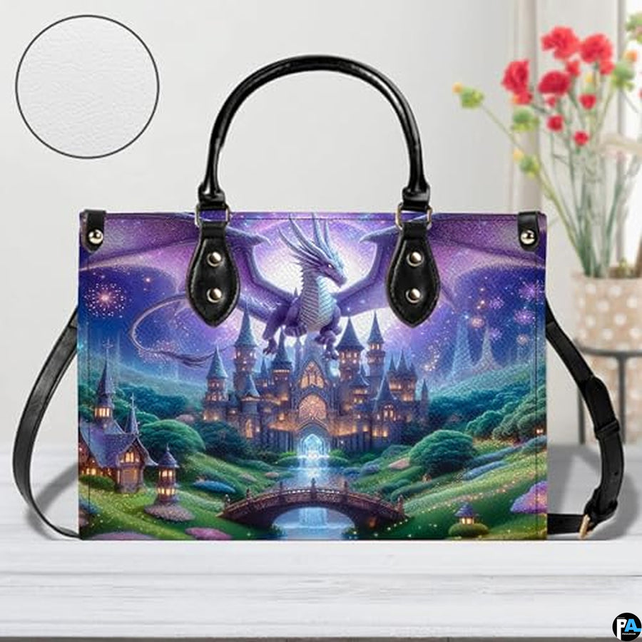 Personalized Mystical Dragon and Castle Scene Handbag