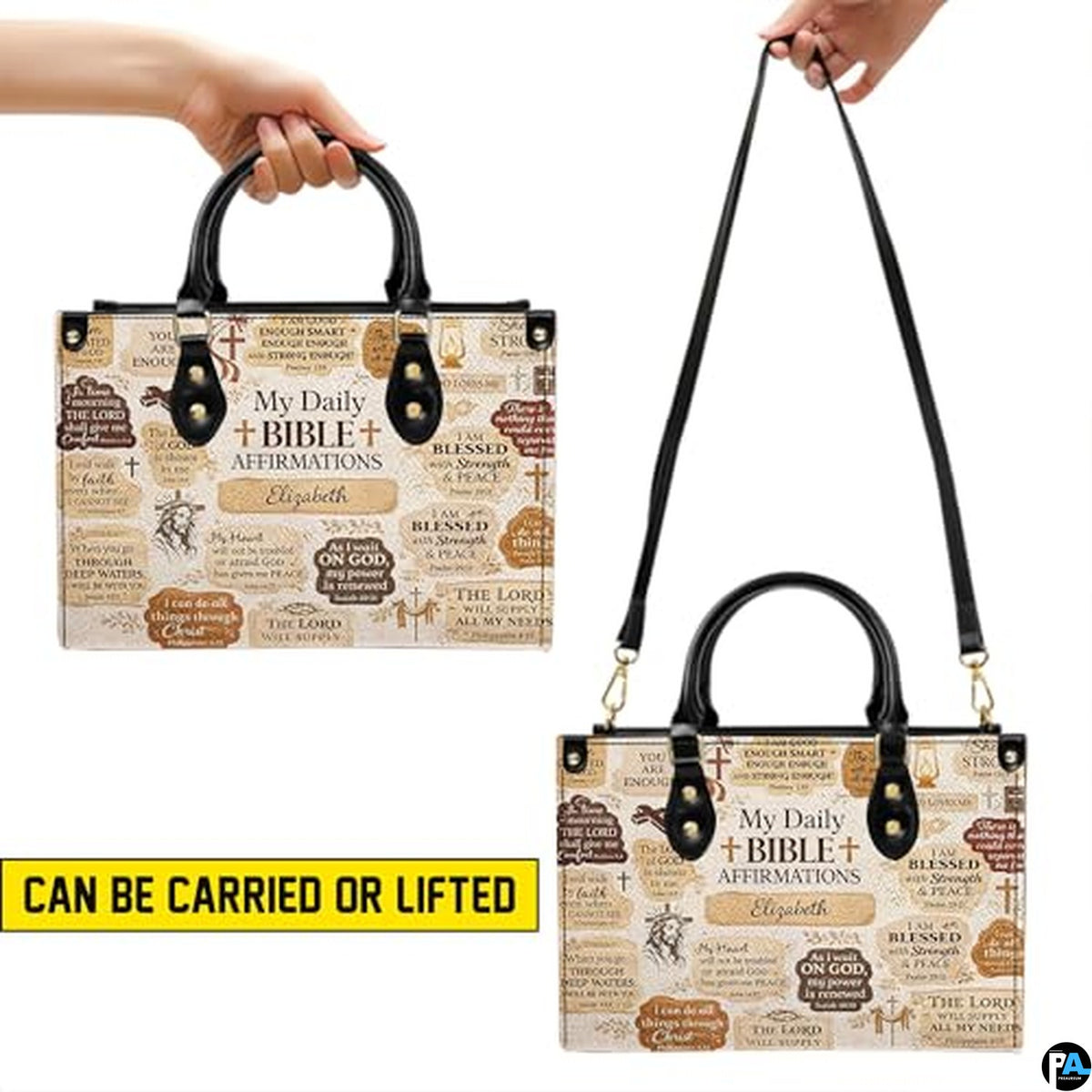 Personalized Christian Leather Handbag – Custom Purse Faith Gift for Mom, Grandma, Women Birthday or Christmas