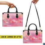 Interior view of the handbag displaying lining and spacious central compartment.