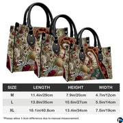 Size comparison chart demonstrating medium, large, and extra-large handbag proportions