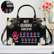 Mothers Day Gift Leather Bag- Personalized Grandmas Purse With Grandkids Names, Grandma Handbag Birthday Gifts For Mom Women