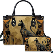Black Cat Leather Bag – Vintage Cat Art Handbag, Stylish Animal-Themed Purse, Unique Gift for Cat Lovers