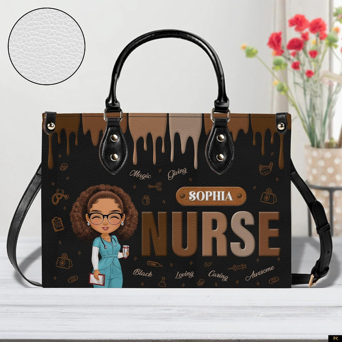 PREAUREUM "{split_values}" Personalized {collection_title} Leather Handbag