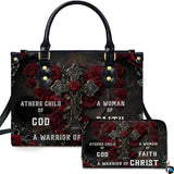 Gothic Crimson Rose Cross Handbag and Matching Wallet Set