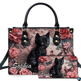 Black Cat Floral Art Rose Sculpture Artwork