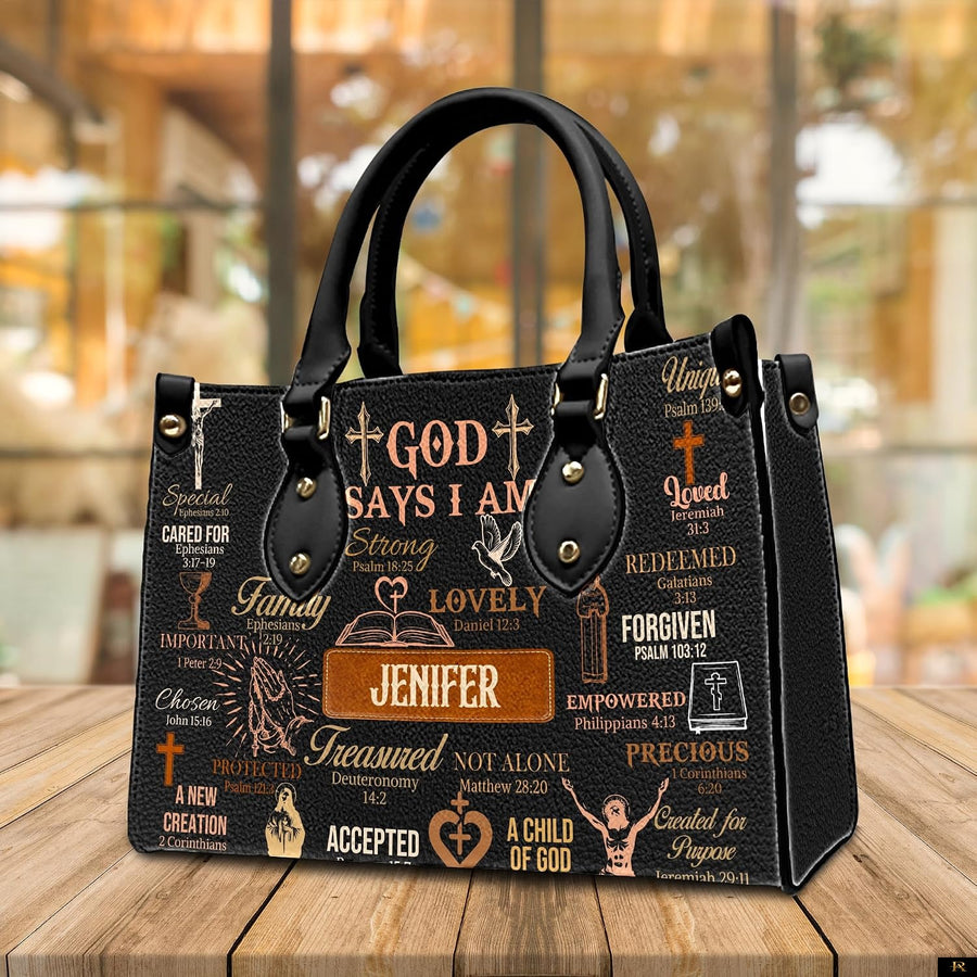 PREAUREUM "{split_values}" Personalized {collection_title} Leather Handbag