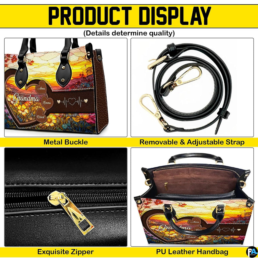 Four paneled composition presenting decorative views of hardware elements, motifs, and interior view.