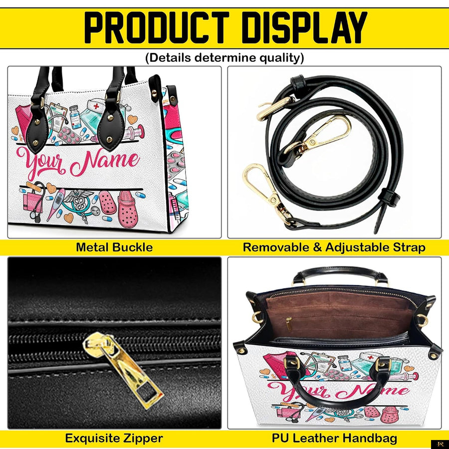 PREAUREUM "{split_values}" Personalized {collection_title} Leather Handbag