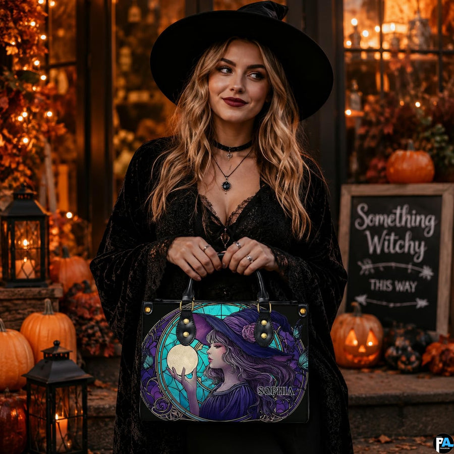 Lifestyle presentation in front of an autumn porch with glowing carved pumpkins and festive lanterns.