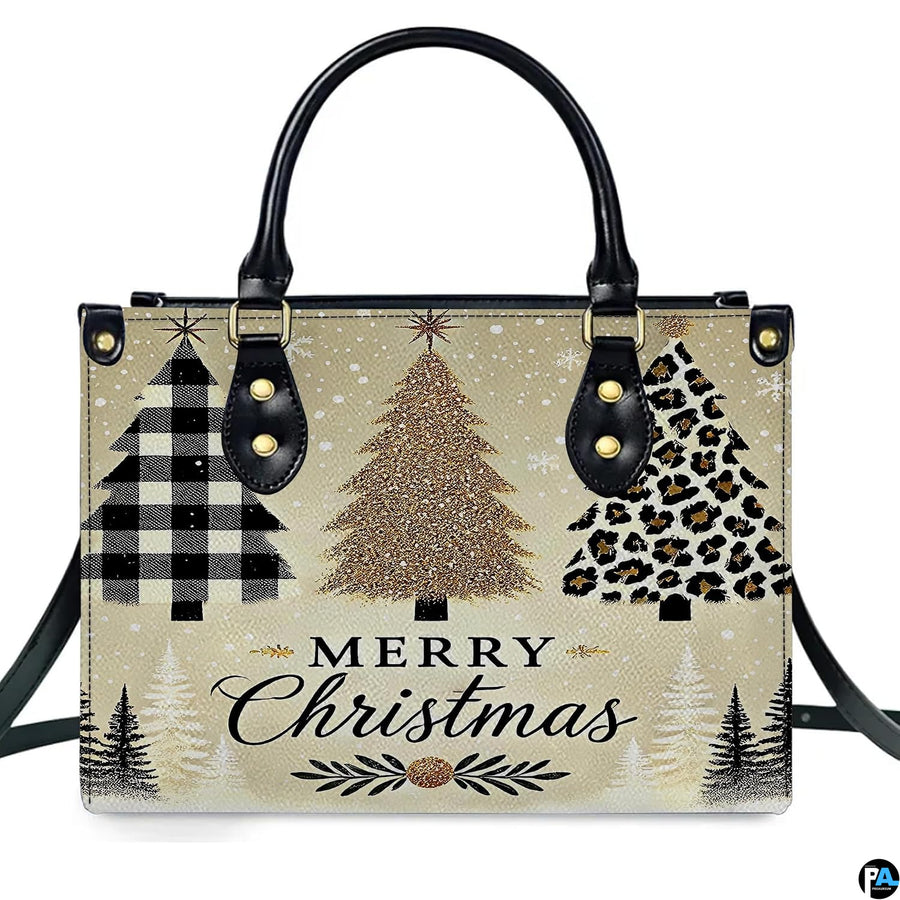 Side perspective view of holiday tree accessory on plain studio background