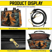 Personalized Halloween Leather Handbag – Custom Witch 3D Printing Effect Purses For Women – Spooky Gothic Shoulder Bag