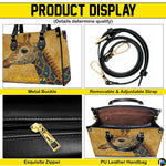 Open interior of matching giraffe wallet displaying card slots and zipper pocket.
