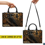 Personalized Halloween Gothic Leather Handbag Custom Raven Black Cat Purse Dark Fantasy Shoulder Bag Gift for Women